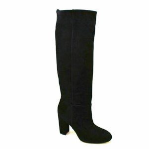 Sam Edelman Black Tall Suede Knee-High Block Heel Boots